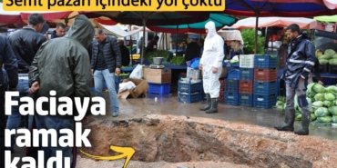 Faciaya ramak kaldı! Eskişehir’de semt pazarı içindeki yol çöktü