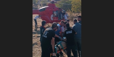 Ağaçtan düştü ambulans helikopter geldi