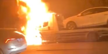 Beykoz'da çekici bir anda alev aldı