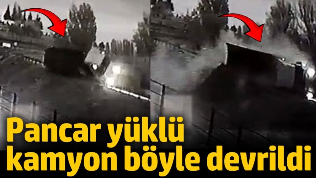 Pancar yüklü kamyon devrildi şoförü öldü