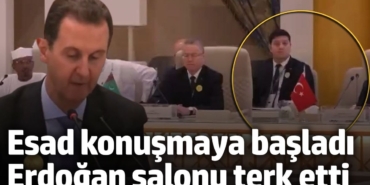 Esad konuşmaya başladı, Erdoğan salonu terk etti