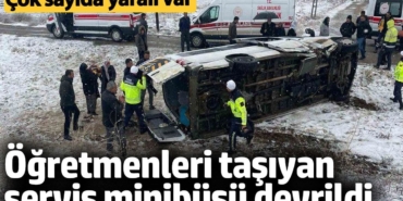 Muş’ta öğretmenleri taşıyan servis minibüsü devrildi: Sürücü ve 15 öğretmen yaralı