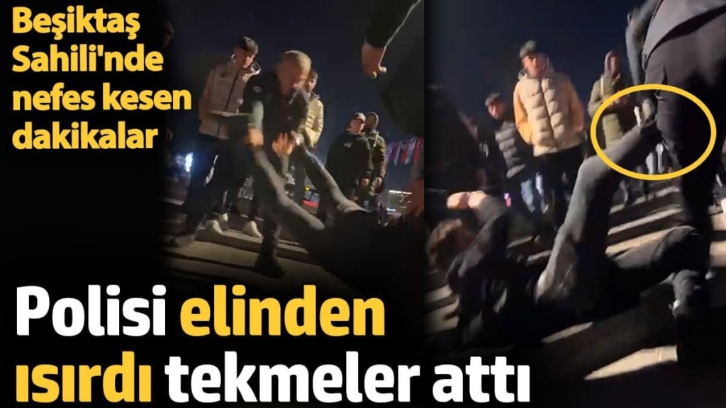 Polisi elinden ısırdı tekmeler attı. Beşiktaş Sahili'nde hareketli dakikalar