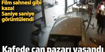 Otomobil kafeye daldı. O anlar görüntülendi