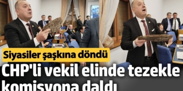 CHP'li vekil elinde tezekle komisyona daldı. Siyasiler şaşkına döndü