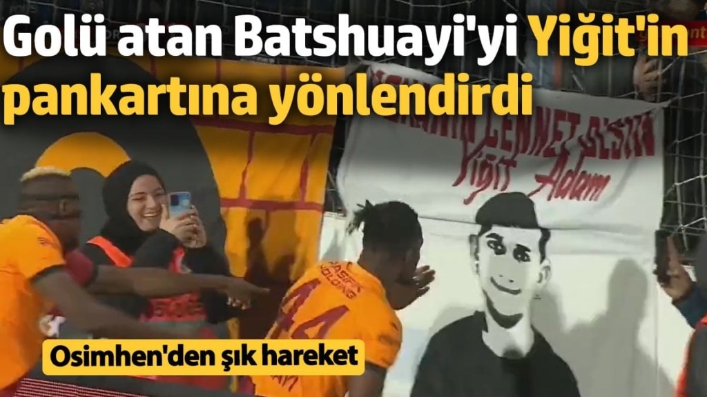Osimhen'den şık hareket! Golü atan Batshuayi'yi Yiğit Kurt'un pankartına yöneltti