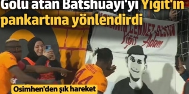 Osimhen'den şık hareket! Golü atan Batshuayi'yi Yiğit Kurt'un pankartına yöneltti