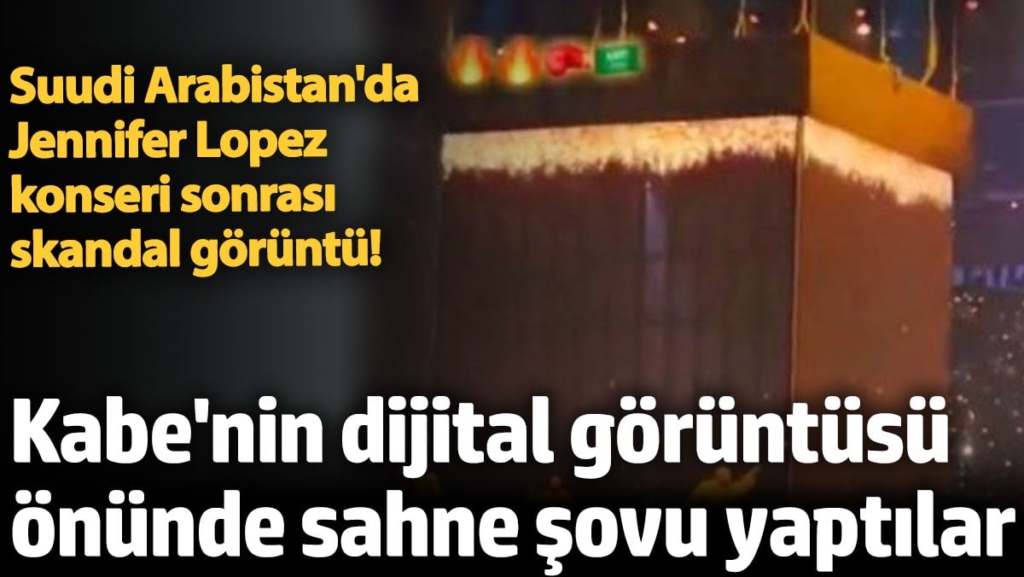 Kabe'nin dijital görüntüsü önünde sahne şovu.Suudi Arabistan'da skandal görüntü!
