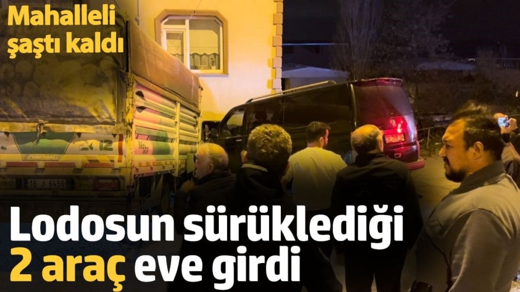 Lodosun sürüklediği 2 araç eve girdi. Mahalleli şaştı kaldı