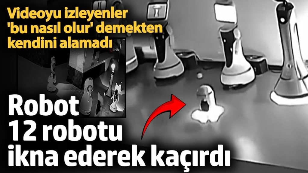 Çin'de robot 12 robotu ikna ederek kaçırdı! Videoyu izleyenler 'bu nasıl olur' demekten kendini alamadı