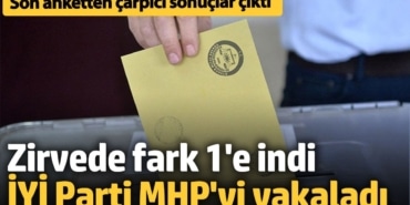 Son anketten çarpıcı sonuçlar çıktı! Zirvede fark 1'e indi, İYİ Parti MHP'yi yakaladı