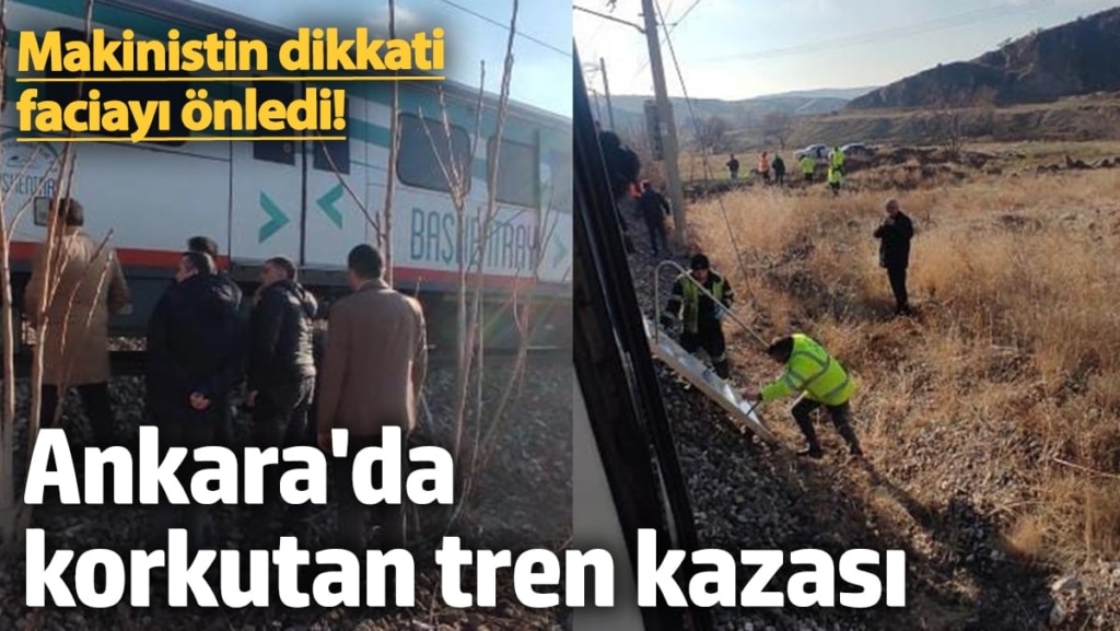 Ankara’da tren kazası! Tren raylara düşen kayaya çarptı! Makinistin dikkati faciayı önledi