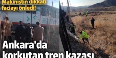 Ankara’da tren kazası! Tren raylara düşen kayaya çarptı! Makinistin dikkati faciayı önledi