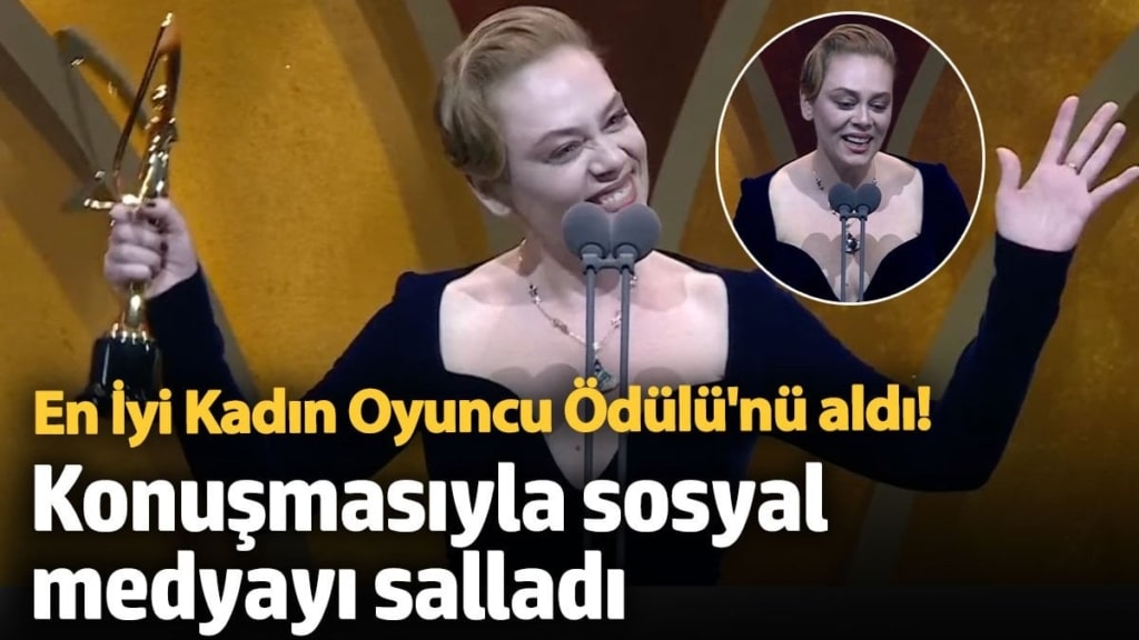 Demet Evgar En İyi Kadın Oyuncu Ödülü'nü aldı! Konuşmasıyla sosyal medyayı salladı