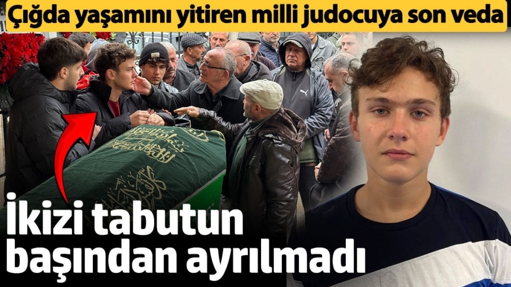 Erzurum’daki çığ faciasında yaşamını yitiren milli judocu Emre Yazgan’a son veda: İkizi tabutun başından ayrılmadı