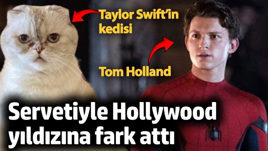 Taylor Swift’in kedisi servetiyle Hollywood Tom Holland yıldızına fark attı